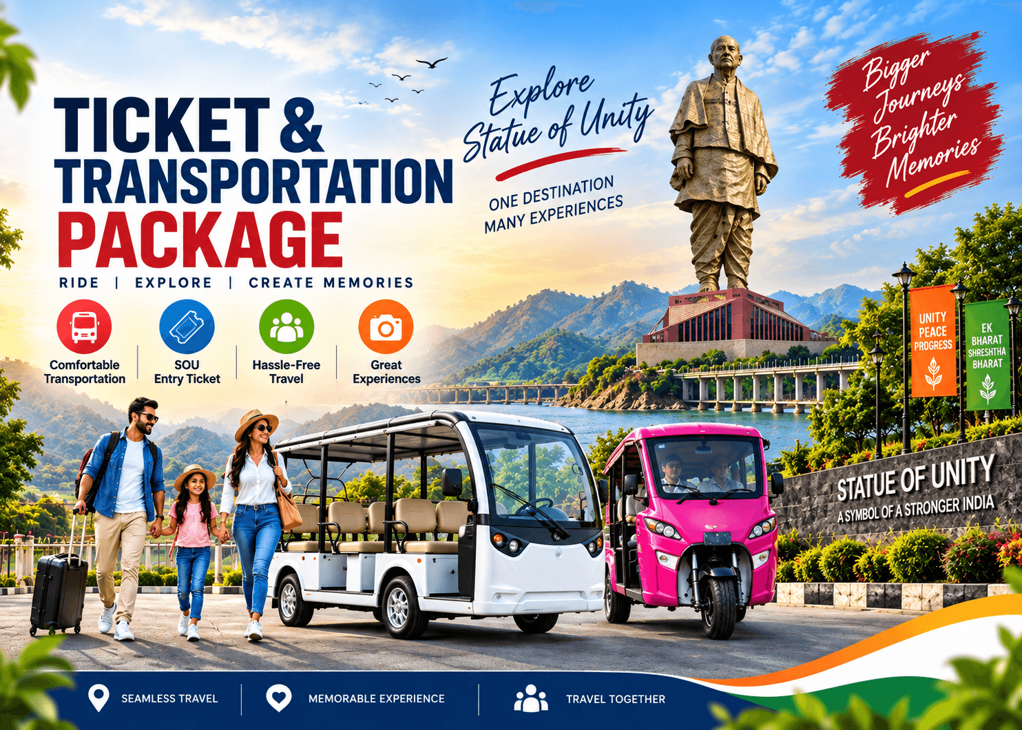 Book SOU tickets and transportation package for a seamless and comfortable visit to Statue of Unity.