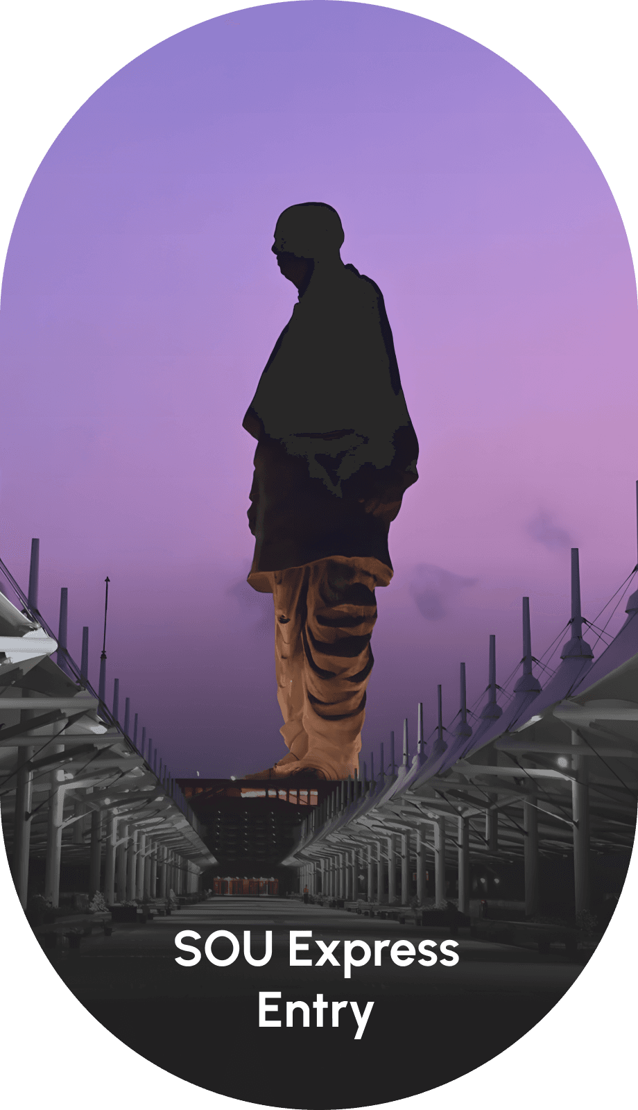 Statue of Unity with express entry and viewing gallery entrance for visitors in Gujarat, India